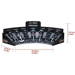 Bburago F1 7er-Set Displaykurve Mercedes AMG Petronas 1/43