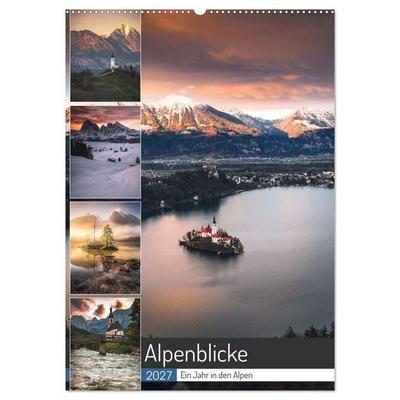 Alpenblicke - Ein Jahr in den Alpen (Wandkalender 2027 DIN A2 hoch), CALVENDO Monatskalender