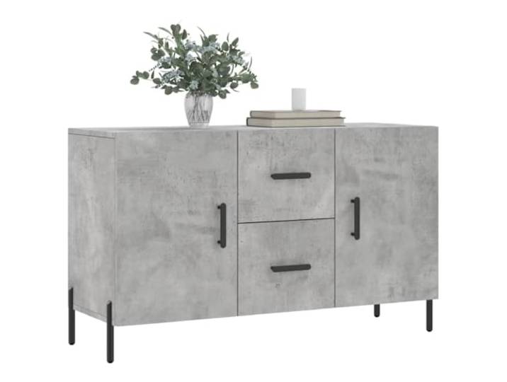 KTHLBRH Anrichte grau Zement 100 x 36 x 60 cm Holz mehrschichtig Metallbeine, großer Stauraum, stabile Tischplatte, praktische Türen