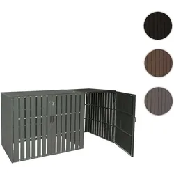 XL 1er-/2er-WPC-Mülltonnenverkleidung Erweiterung HWC-J28, Mülltonnenbox, Metall Holzoptik ~ anthrazit