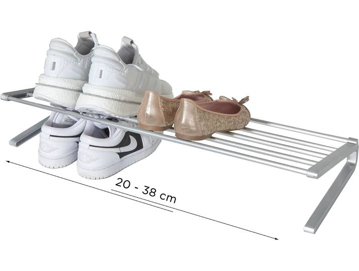 Schuhregal RUCO, silber (silberfarben), Aluminium, Regale, Schuhregal, Schuhstapler, breitenverstellbar, für bis zu 6 Paar Schuhe, Aluminium