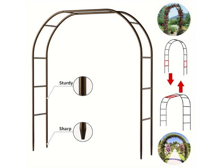 1 pièce, arc de jardin en métal, arc de jardin à cadre en acier robuste de grande taille de 100 pouces avec Style gothique, arc de mariage, escalade sur pelouse