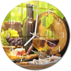 WANDUHR aus Glas Ø30 cm - Trauben für Wein