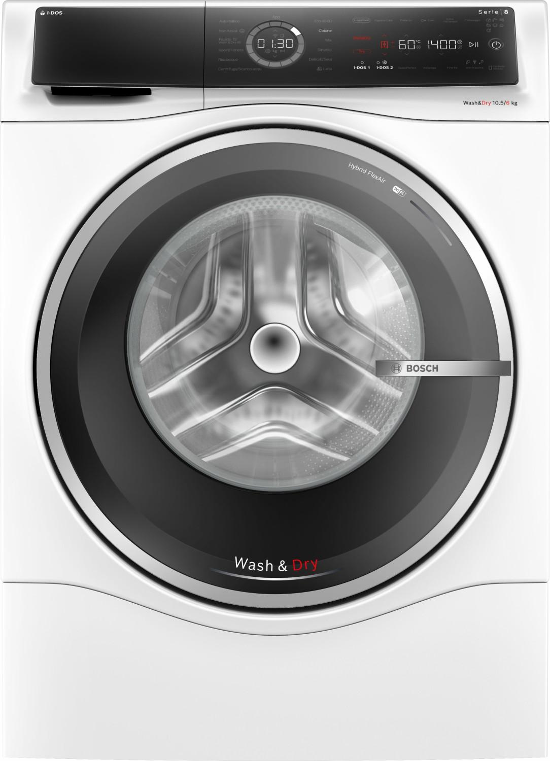 Bosch WNC254A0IT, Frontlader, Freistehend, Weiß, Links, Schwarz, Edelstahl, Berührung