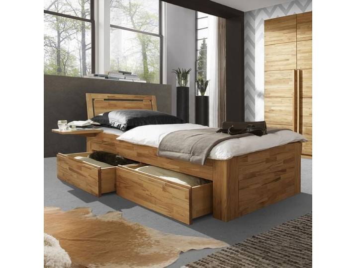 Einzelbett Andalucia Komfort Kernbuche Massivholz mit Schubkasten 100x200cm höhenverstellbar