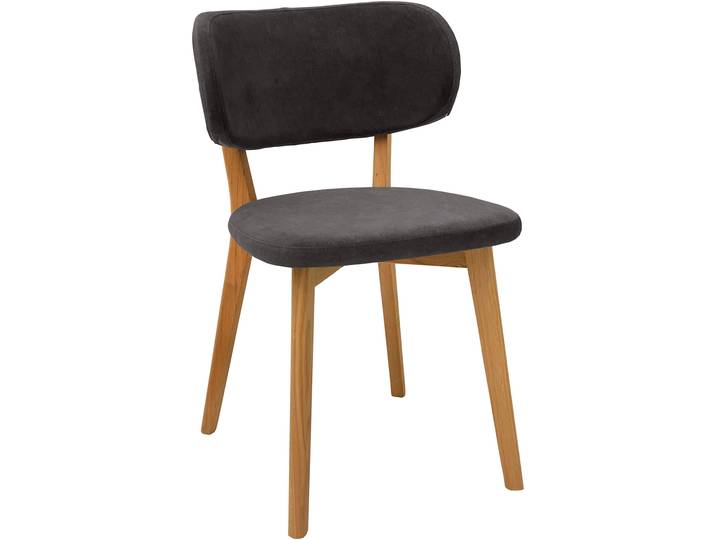 4-Fußstuhl MASSIVLINE & MORE Luxy Stuhl, Esszimmerstuhl, Küchenstuhl , grau (braun, grau), B:52cm H:83cm T:59,5cm, Polyester, Stühle, 4-Fußstuhl, Massivholz: Wildeiche geölt