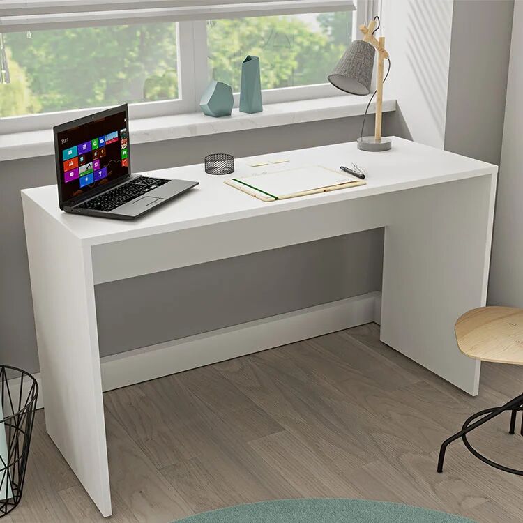 garneroarredamenti Scrivania 130x50cm ufficio moderna bianco opaco Callum