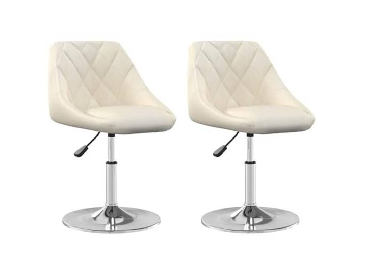 Tmriohed 2er Set Esszimmerstühle Drehbar Höhenverstellbar Samt Creme Weich gepolsterte Küchenstühle mit stabiler Verchromung und stufenloser Höhenverstellung für Esszimmer und Bar.
