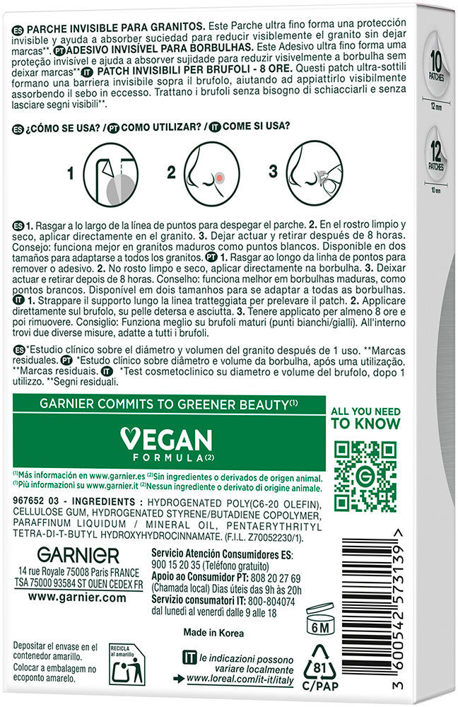 Garnier Pure Active parche invisible anti-granitos 22 u