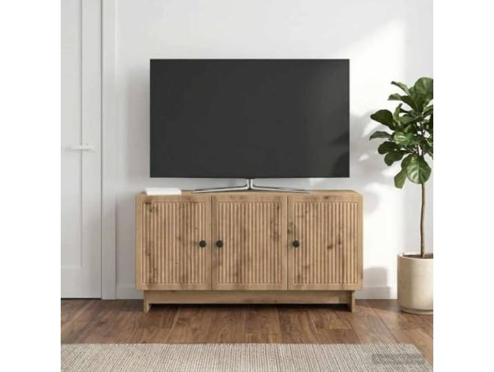 TV-Schrank 99 x 34,5 x 50 cm Artisan-Eiche Holzwerkstoff mit Türen 90°-Pendeltüren, nützliche Regale, glatte Oberfläche, modernes Design, einfache Pflege