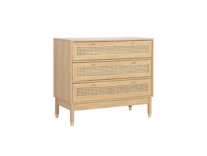 Commode décor bois et cannage 3 tiroirs teinte naturelle