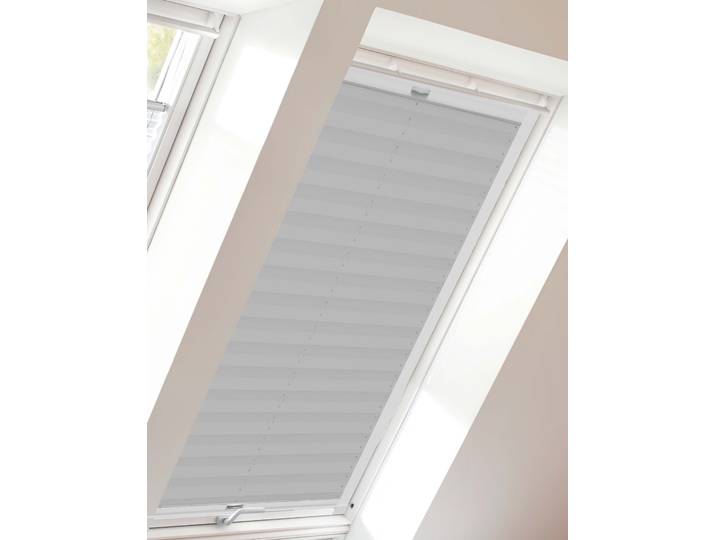 Dachfensterplissee SUNLINES StartUp Style Crepe , grau (grau, weiß), B:77,5cm H:99,5cm, Obermaterial: 100% Polyester, Plissees, Dachfensterplissee, mit Führungsschienen