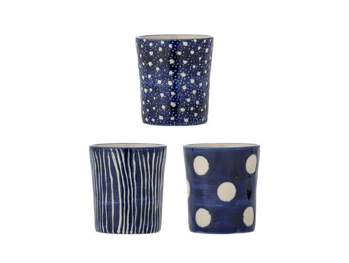Becher-Set Norell – Blau Steingut (3-teilig) - Blau - Luxusbetten24