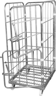 Rollbox, 4-seitig, Stahl-Bodenplatte, mit 2 halben Vorderwänden, H 1640 mm