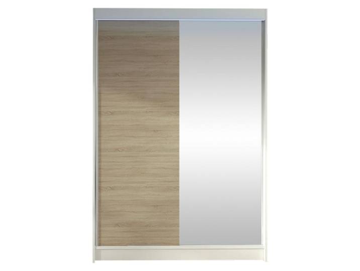 MIRJAN24 Schiebetürenschrank Lino I, mit Spiegel, Kleiderschrank vom Hersteller (Weiß / Sonoma Eiche, mit RGB LED Beleuchtung)