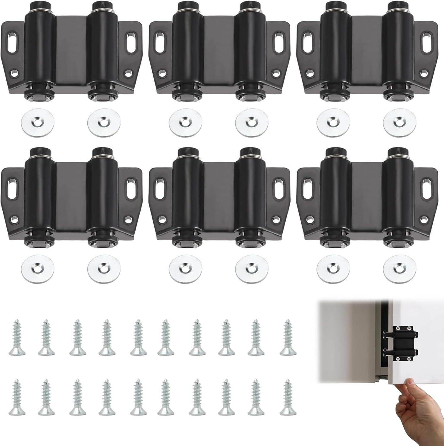 Magnetische deuropenerset met 6 deuropeners, 12 metalen plaatjes en 20 schroeven voor meubels