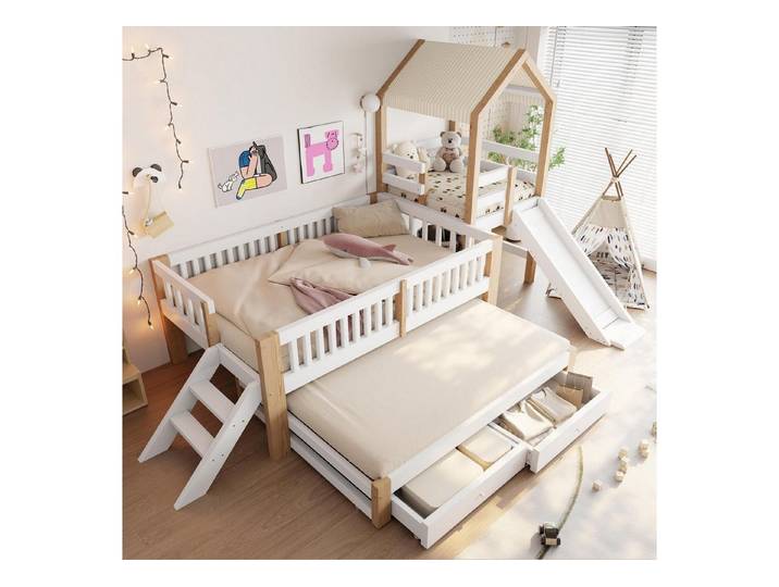 LuxusKollektion Spielbett Kinder Hochbett mit Rutsche 90x200
