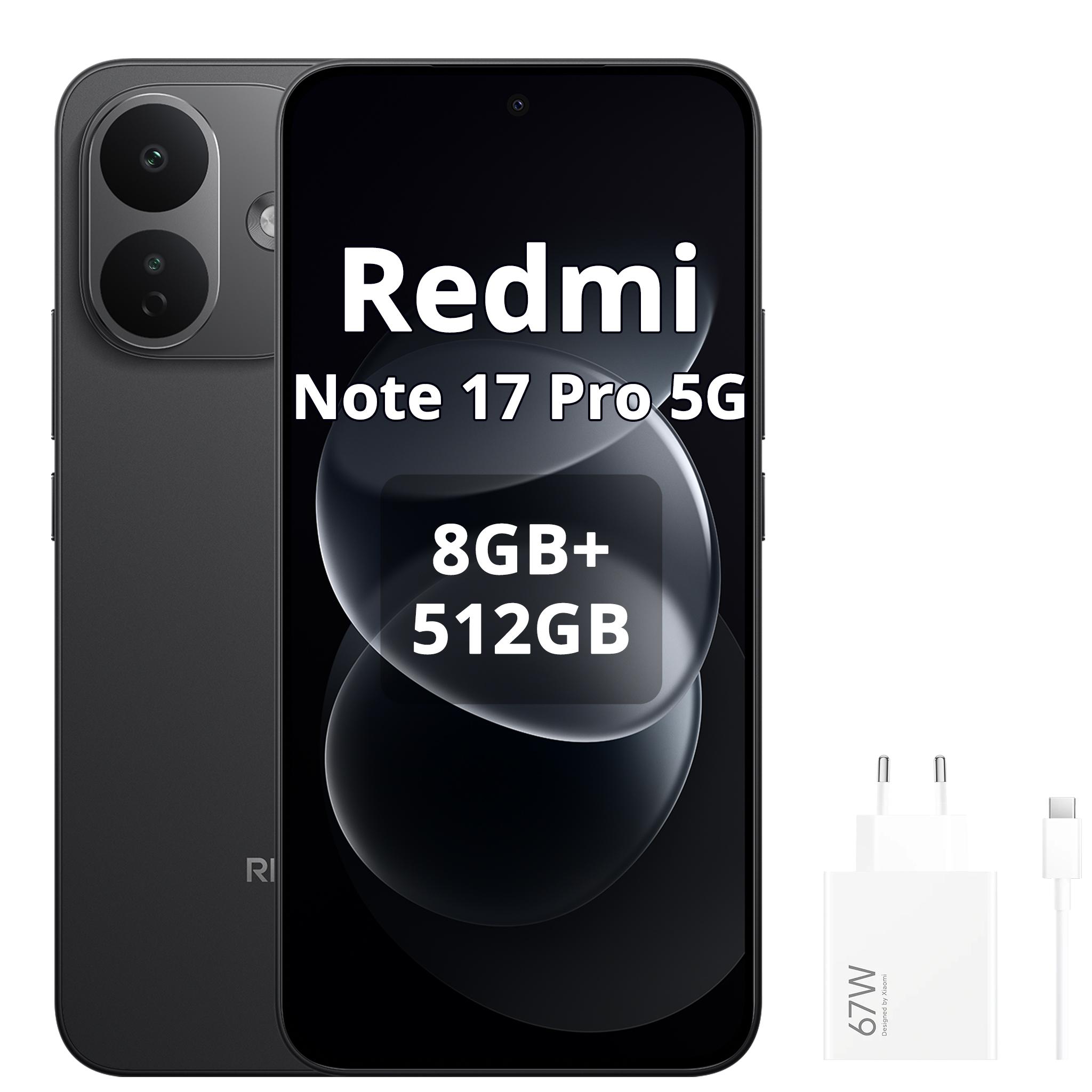 Xiaomi Redmi Note 17 Pro 5G Smartphone 8340mAh 8/512GB Schwarz (Inklusive 67-W-Ladegerät)