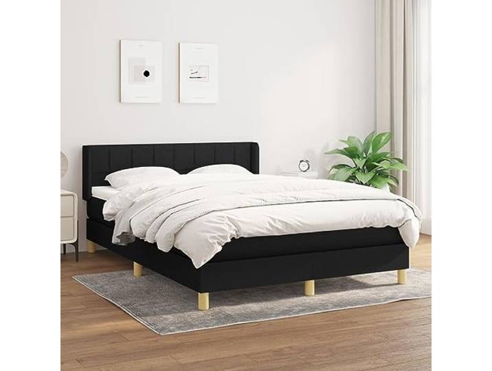 YNGBHFNOP Atmungsaktiver Stoff mit Taschenfederkern verstellbares Kopfteil Boxspringbett mit Matratze 140x190 cm Schwarz Stoff Bett mit Bettkasten und verstellbarem Kopfteil Taschenfederkern Matratze