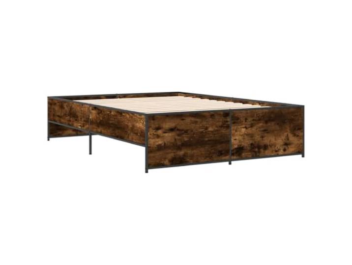 KTHLBRH Bettgestell Eiche Rauchgrau 120 x 200 cm Mehrschichtholz, Beine aus Stahl, Lattenrost im Lieferumfang enthalten, Matratze nicht im Lieferumfang enthalten
