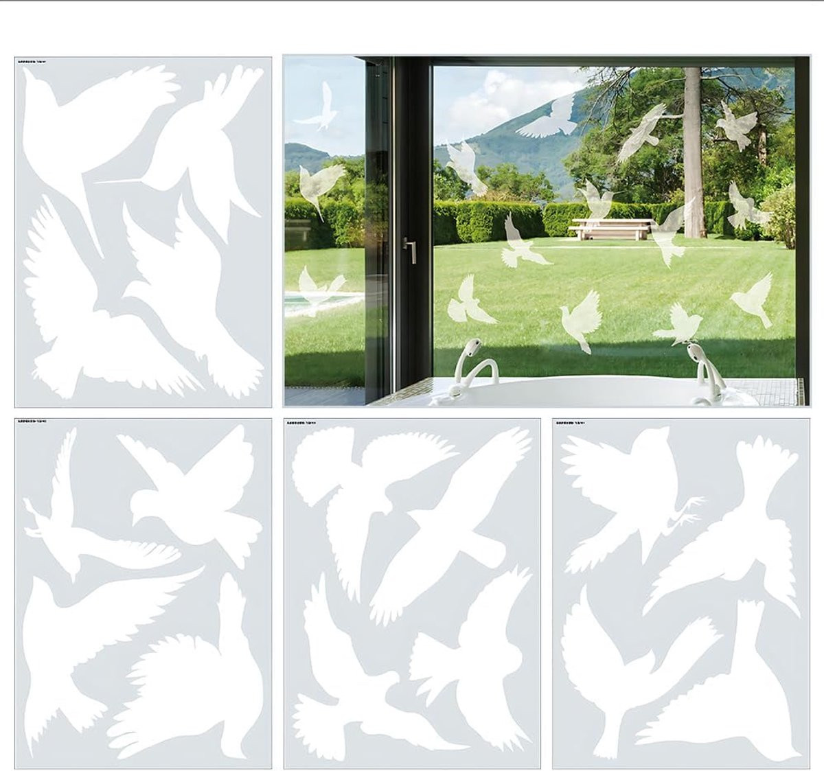 ShopVlot Raamstickers Anti-botsing Vogels - 4 Vellen - Herbruikbaar - Wit