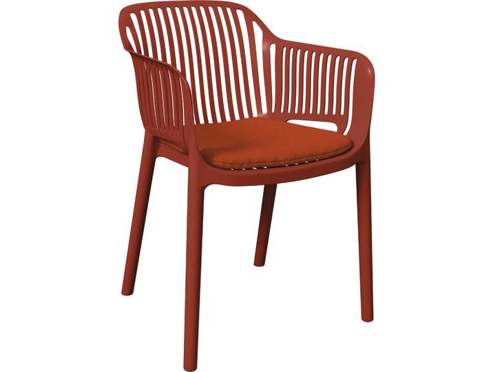 Ambia Garden Stapelsessel, Rot, Kunststoff, Textil, Füllung: Polyester, konisch, 55x80x60 cm, stapelbar, Gartenmöbel, Gartenstühle, Gartenstühle stapelbar