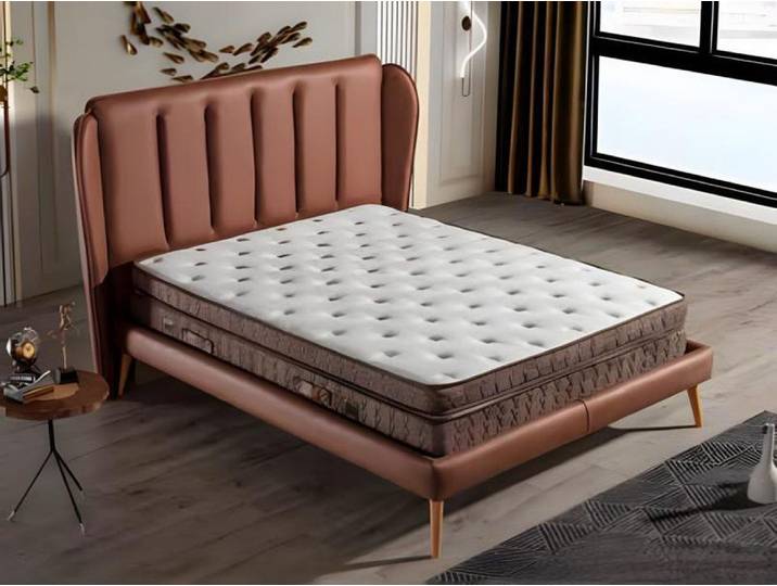 Xlmoebel Polsterbett Massivholz-Bettgestell im modernen Design mit natürlichem Finish, Made in Europa