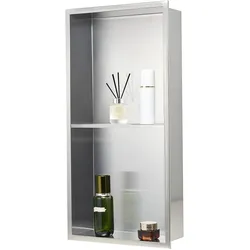 VEVOR Duschnische, 10,16x33,02x63,5 cm, doppellagige Wandnische mit ausgehöhlter Trennwand, Shampoo-Aufbewahrungs-Organizer aus Edelstahl, Duschregal, silberfarben für Badezimmer