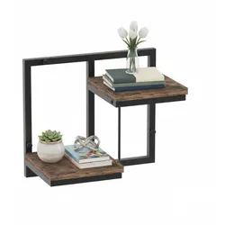 Relaxdays Wandregal Industrial-Design Braun,Schwarz