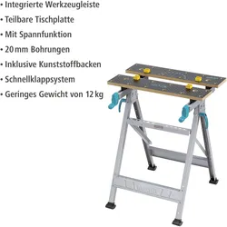 wolfcraft, Werkbank + Arbeitsbock, 1 MASTER 200 - Spann- und Arbeitstisch (45 cm, 64.50 cm)