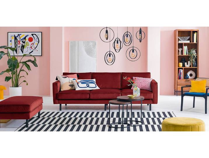 Bigsofa Rot Samt Ravi 237 x 81 x 96cm Glamour