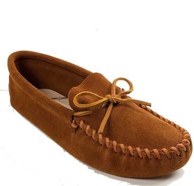 Minnetonka Leather Laced Softsole - Mens 12 Brown Slipper Medium