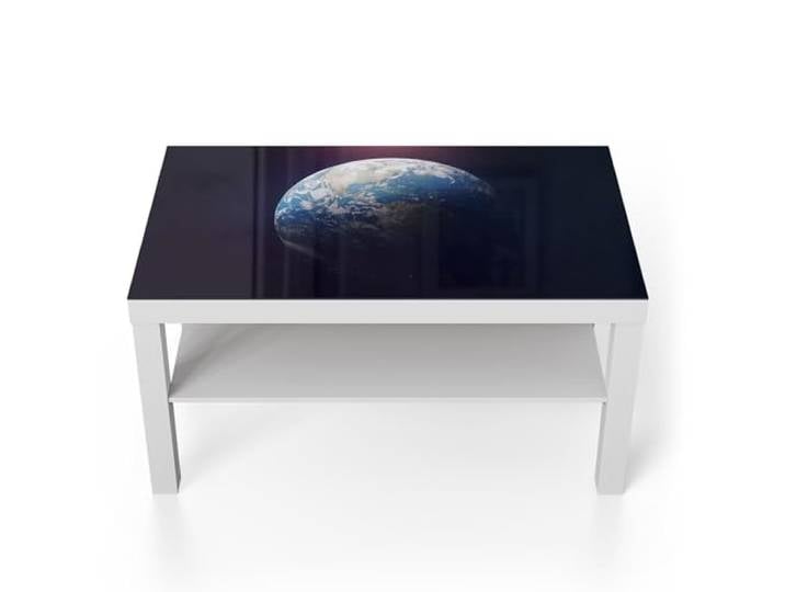 DEQORI Glastisch weiß groß 90x50 cm Motiv Blick ins All ausgefallener Beistelltisch aus Glas Hochglanz Couchtisch fürs Wohnzimmer moderner Couch Tisch mit Design