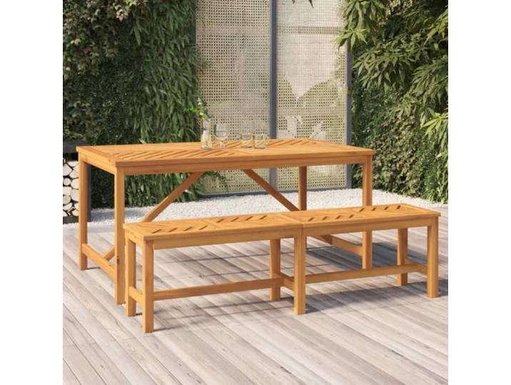 Promo Table Extérieure LMT - Table à manger de jardin 150x90x74 cm bois d'acacia solide 24 4Kg