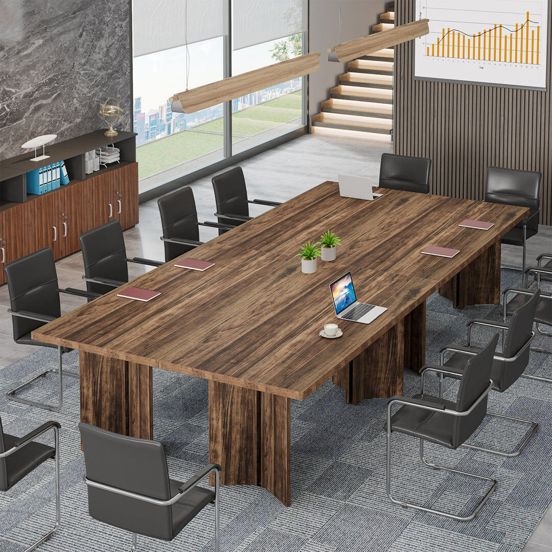 Blue Elephant 160cm Rectangle Conference Table Rustic Brown 8