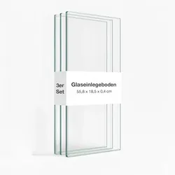 GLASBODEN 3er Set 18,5/55,8/0,4 cm für Hängevitrinen Erweiterungsset