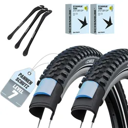2er Set Schwalbe Reifen Marathon Plus MTB Schwarz Reflex 27.5 x 2.10 (54-584) + AV + 3x MSZweirad Reifenheber