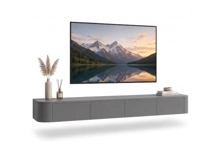 Kroscro TV Lowboard Hängend mit Stauraum, Wand TV Board aus Kieferholz Modernes TV Schrank Hängend, Praktischer Stauraum und Eleganter Optik, Vormontierter Lowboard Hängend für das Wohnzimmer
