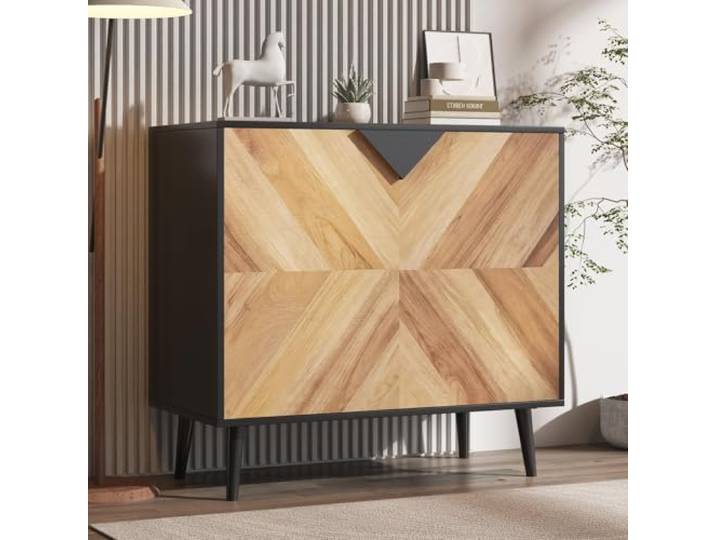 Garvee Sideboard mit Türen und Regal in Holzoptik Freistehender Aufbewahrungsschrank, als Buffet oder Konsole für Esszimmer, Wohnzimmer und Flur
