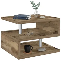 Dmora Chanthu - Couchtisch, 55x55x41h cm, Ahornbraun, mehrstöckig, Made in Italy