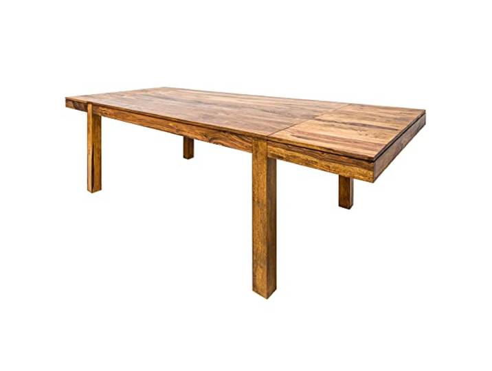 riess-ambiente Esstisch PURE - 160-240x100cm - braun - Sheeshamholz Platz für 12 Personen, mit Ansteckplatten, stone finish, pflegeleichte Oberfläche