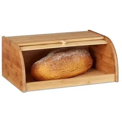 relaxdays Brotkasten aus Bambus breit braun, 40x16.5x27.5 cm