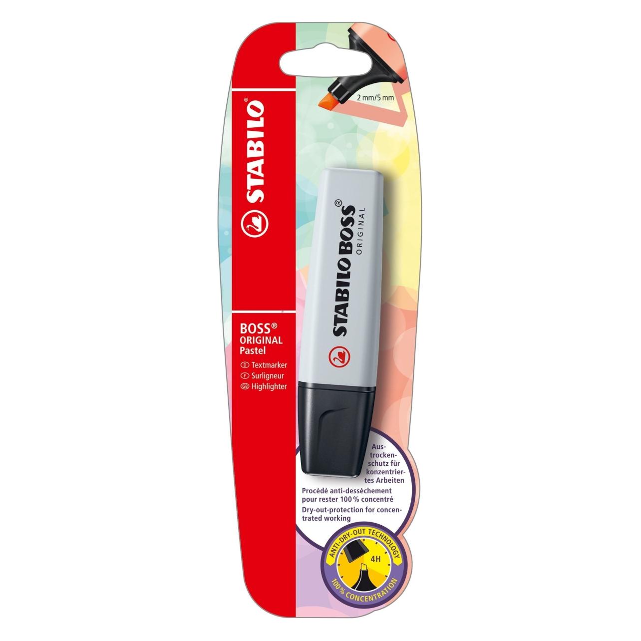 Stabilo Textmarker - BOSS ORIGINAL Pastel - Einzelstift - seidengrau (1x) (B-56733-10)