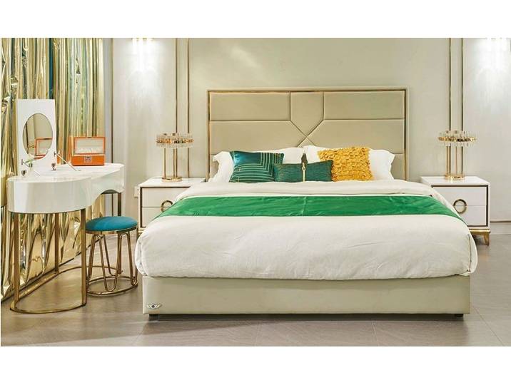 Xlmoebel Polsterbett Luxuriöses Doppelbett aus Metall mit gepolstertem Lederdesign (Bett), Hergestellt in Europa