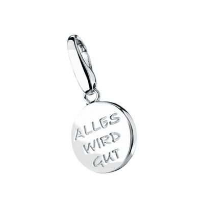 Charm-Einhänger "Schriftzug Alles wird gut, Silber 925", silber, GIORGIO MARTELLO MILANO, Charms, Damen, Silber 925 (Sterlingsilber)