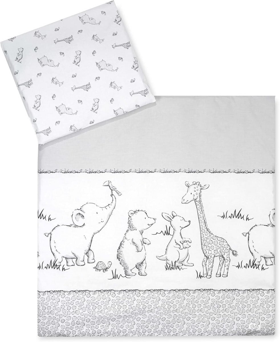 Tweepersoons katoenen beddengoedset met omkeerbare dierenprint