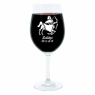 GLASKOCH Leonardo Weinglas 400 ml, Motivglas, Sternzeichen Schütze, Geschenk, Stimmungsglas mit Gravur, Moodglas, 22 cm