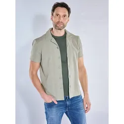 engbers Herren Overshirt mit Knopfleiste Grün regular uni Reverskragen - 4XL