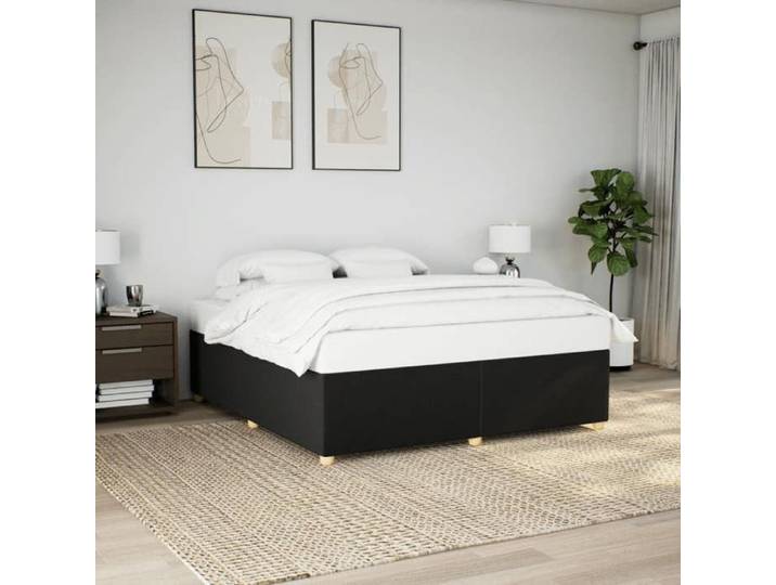 CHIC Lit adulte 2 places - 200x200 cm Structure/Cadre de lit noir 200x200 cm tissu #Sara76922