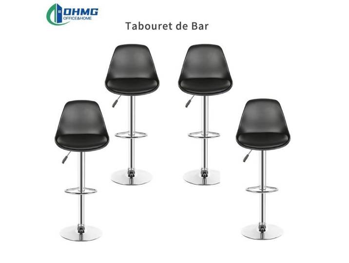 Tabouret de bar - OHMG - Lot de 4 - Noir - Réglable - Extérieur - Chambre - Contemporain - Design
